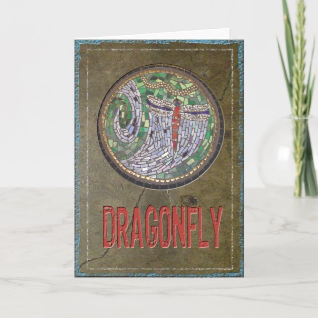 Glasmosaik med fastsatt form: Dragon Fly Kort (Framsida)