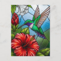 Glasmosaikkolibri Trädgård Blommig Mosaik