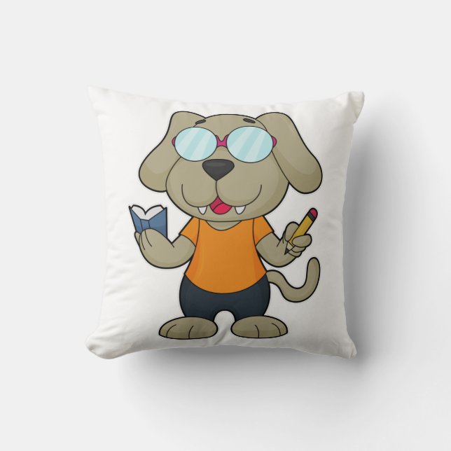 Glasögon av hund Nerd Bok Kudde (Framsida)