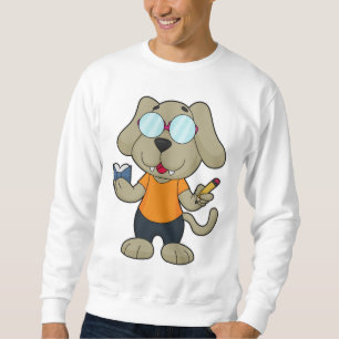 Glasögon av hund Nerd Bok Lång Ärmad Tröja