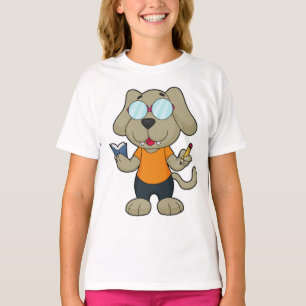 Glasögon av hund Nerd Bok T Shirt