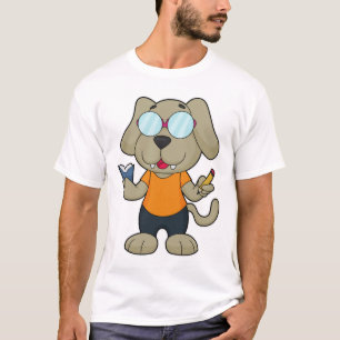 Glasögon av hund Nerd Bok T Shirt