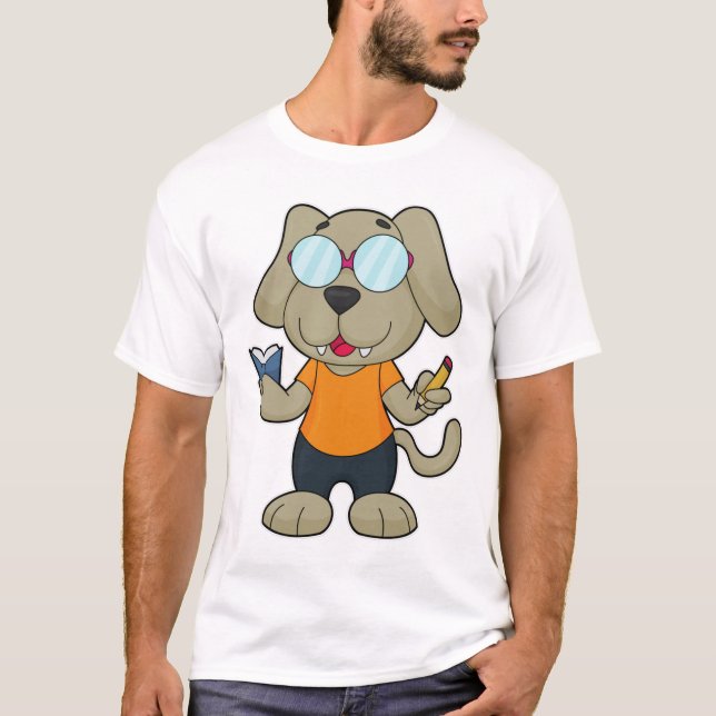 Glasögon av hund Nerd Bok T Shirt (Framsida)