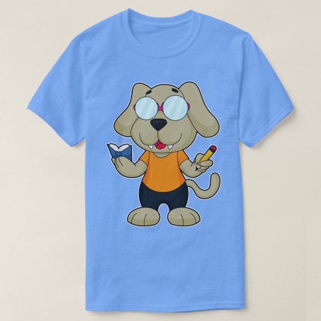 Glasögon av hund Nerd Bok T Shirt (Design framsida)