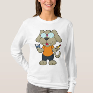 Glasögon av hund Nerd Bok T Shirt