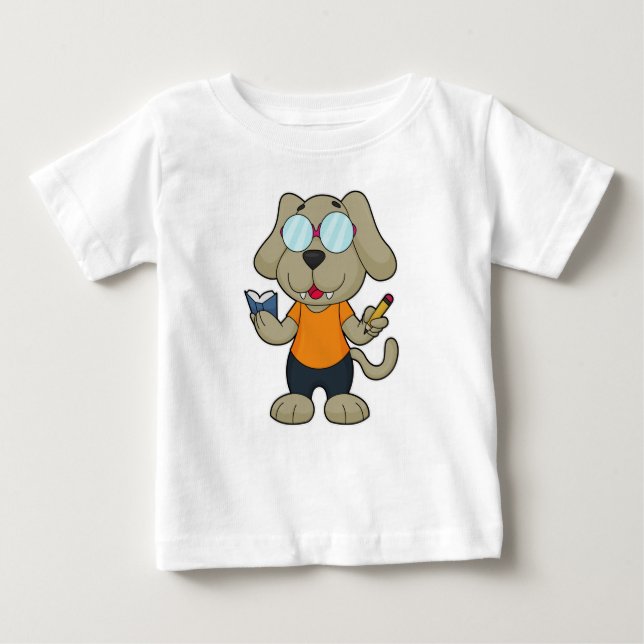 Glasögon av hund Nerd Bok T Shirt (Framsida)