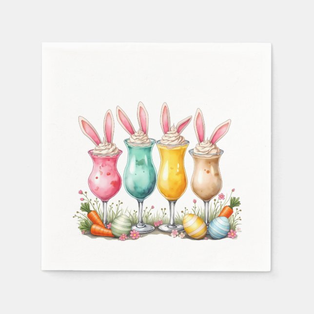 Glasögon av latte påsk med Bunny Öron Pappersservett (Framsidan)