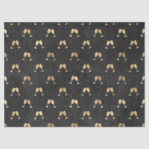 Glasögon av metallisk Guld Vin på svart decoupage