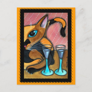 Glasögon av romerska katt och Vin Vykort