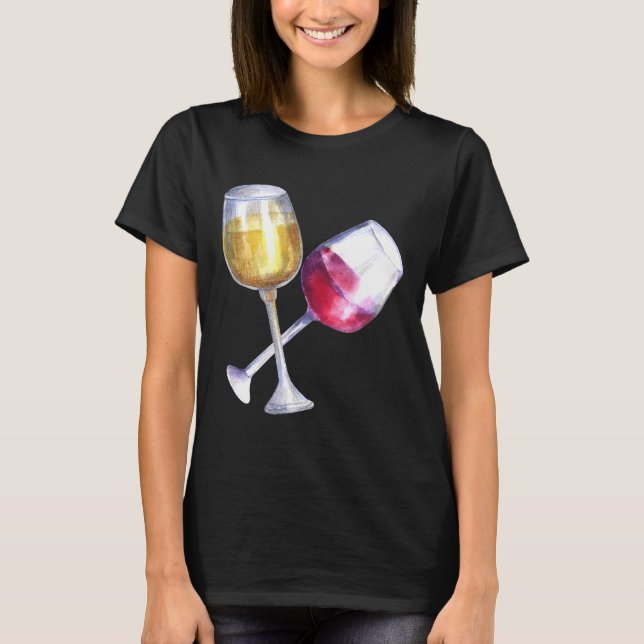 Glasögon av rött och vitt Vin T Shirt (Framsida)