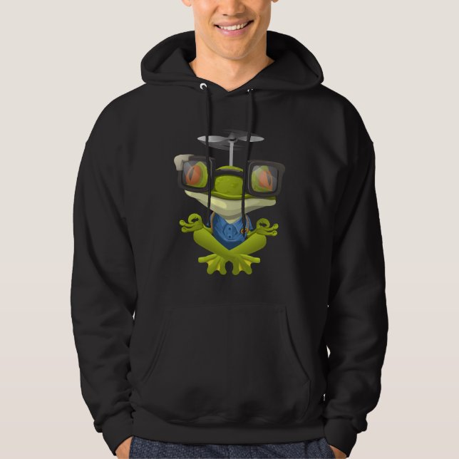 Glasögon av släktet Meditate Frog Yoga Leksak, upp Hoodie (Framsida)