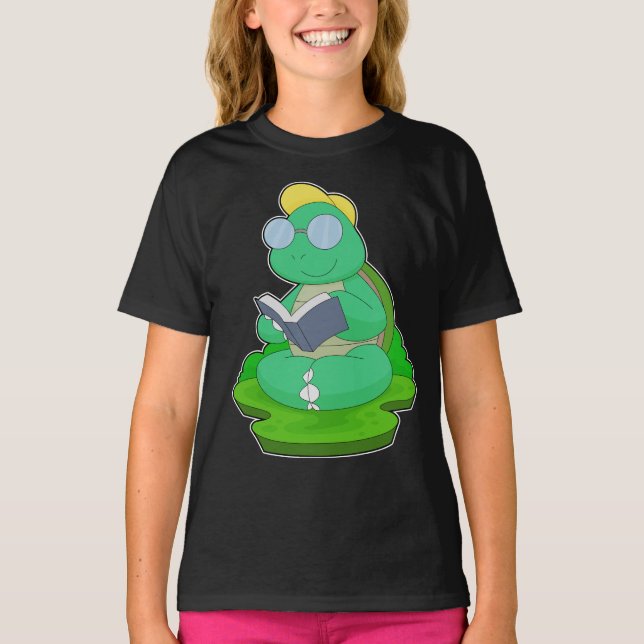 Glasögon av Turtle Nerd Bok T Shirt (Framsida)