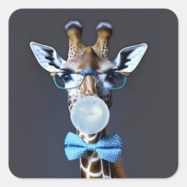 Glasögon, blått tandkött fyrkantigt klistermärke