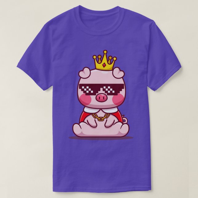 Glasögon för färgning av Cute Kung Gris T Shirt (Design framsida)
