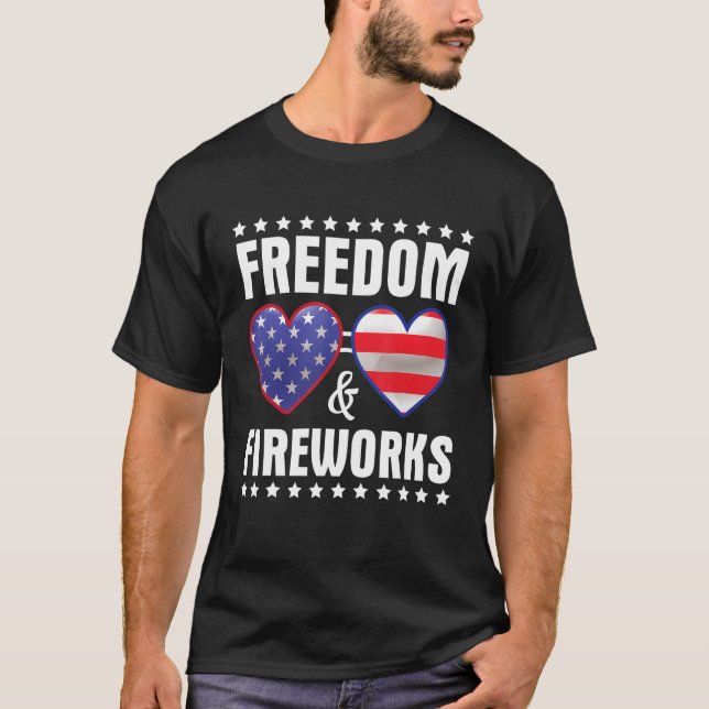 Glasögon från USA Lycklig 4:e juli, frihet och Fla T Shirt (Framsida)