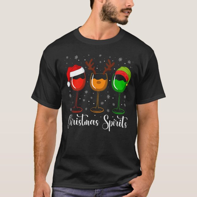 Glasögon från Vin julsprit Julafton Ljus Elf T Shirt (Framsida)
