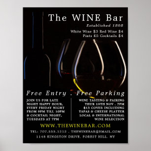 Glasögon från vin, Vin Pub/Winery Advertising Poster