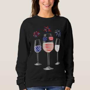 Glasögon rött vitt blått Vin, amerikanska Flagga 4 T Shirt