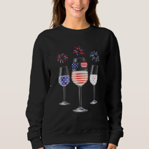 Glasögon rött vitt blått Vin, amerikanska Flagga 4 T Shirt