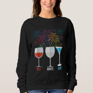 Glasögon rött vitt blått Vin, USA:s fyrhjuling 4:e T Shirt