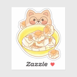 Glasögon Shiba Piou: Kawaii Tofu Skål Utmaning Klistermärken