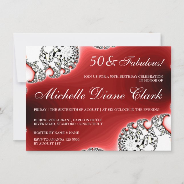 Glasögon smycken röd kvinnors födelsedagsinbjudan inbjudningar (Framsida)