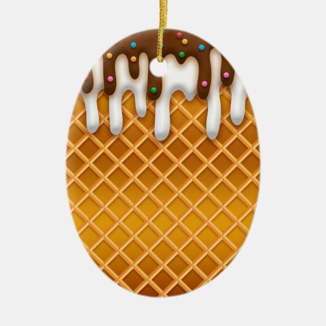 Glasögondroppssamkolat och vanilj  julgransprydnad keramik (Framsidan)