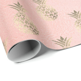 Glasögonfrukter av tropiskt anananas, ro guld, glä presentpapper