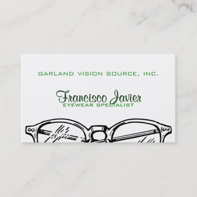 Glasögonglas Eyewear Optisk vision Visitkort (Framsida)