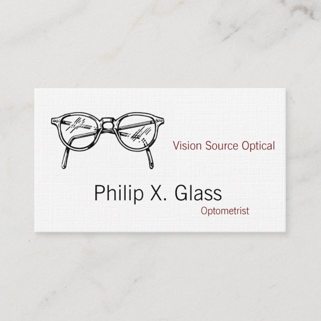 Glasögonglas Eyewear Optisk vision Visitkort (Framsida)
