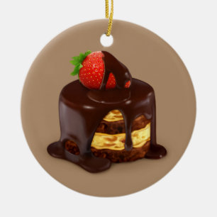 Glasögonkummel, klar choklad julgransprydnad keramik