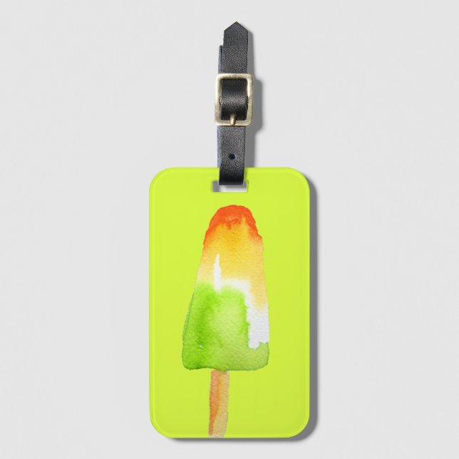 Glasögonpopsicle Sommarisblock popkonst av orange Bagagebricka (Framsida vertikal)