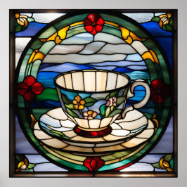 Glasögonutseendet Tea Kopp och Saucer-design Poster