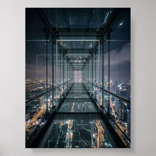 Glaspromenad över Neonstaden Poster (Framsidan)