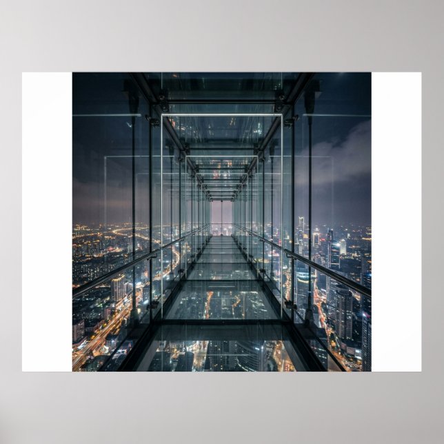 Glaspromenad över Neonstaden Poster (Framsidan)