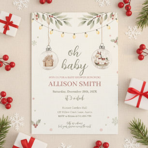 Glasprydnad Baby Shower Inbjudan Vinter Tema