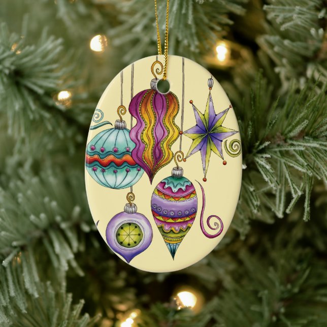 Glasprydnadsföremål för Cute-jul, Elegant och Fina Julgransprydnad Keramik (Träd)