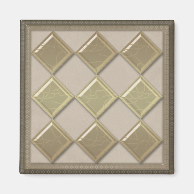 Glasruta 3D beige färg Magnet (Framsidan)