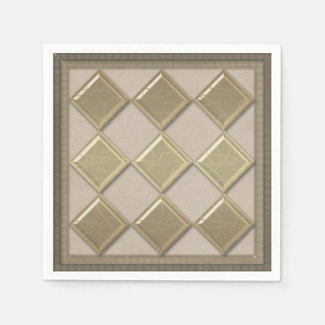 Glasruta 3D beige färg Pappersservett (Framsidan)