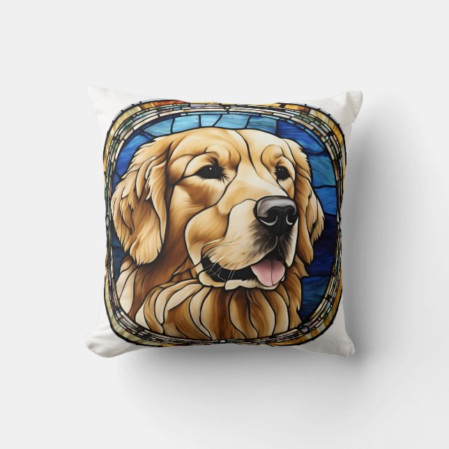 Glasrutor med fastsatt Stil-skiva med Hund aveln Kudde (Framsida)