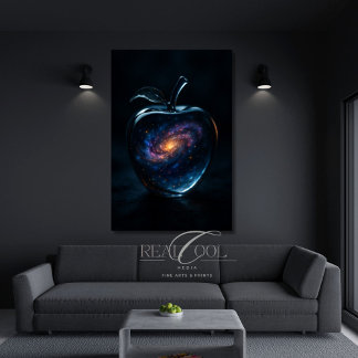 Glass Apple Galaxy Cosmic Surreal Art Poster