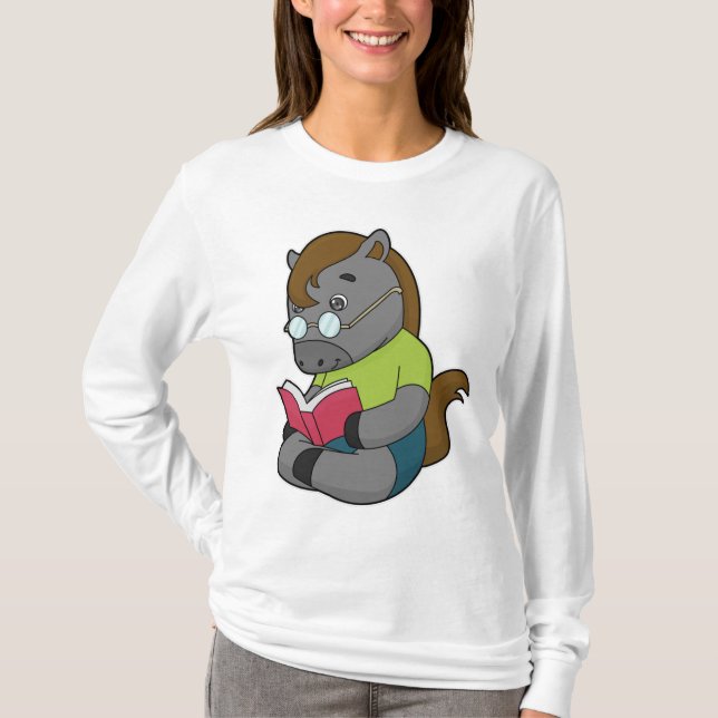 Glass av Horse Nerd Bok T Shirt (Framsida)