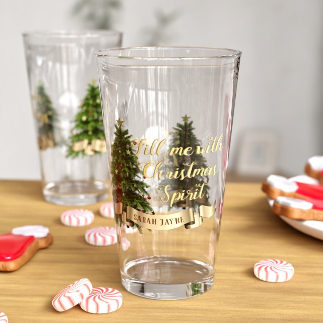 Glass av julgran Anpassningsbar Helgdag Glaskopp (Fill her up with festive spirit! Just add your name and funny quote)