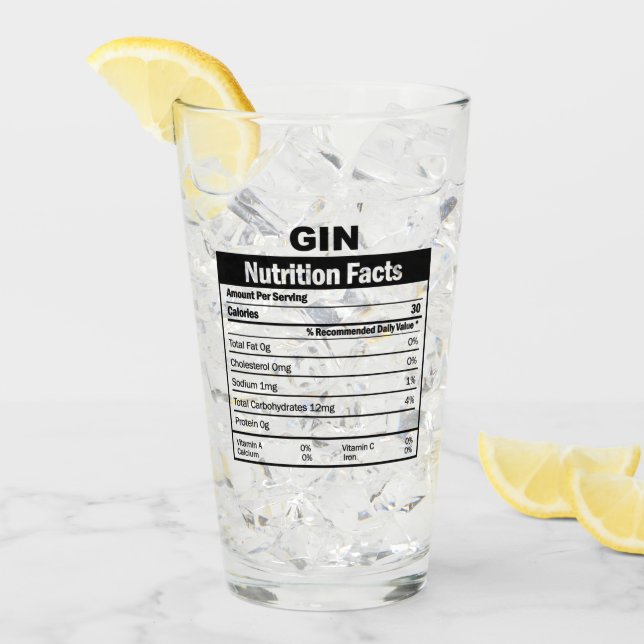 Glass av konstgjord Gin Nutrition Facts Glaskopp (Framsida Ice)