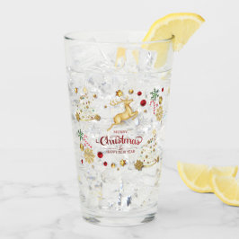 Glass av Red Guld Reindeer God jul Träd Glaskopp