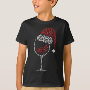 Glass av Red Vin Santa Hat-juldrickstea T Shirt