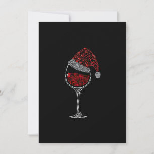 Glass av Red Vin vid jul, underbart Santa Hat Jula Inbjudningar