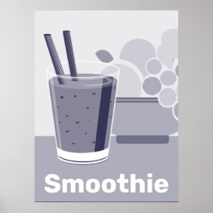 Glass Black, White, Blue Kitchen Art - Poster