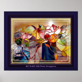 GLASS Bord Flower Arrangemang Vackert Poster