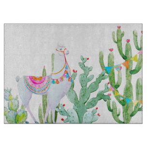 Glass Cining Boho Llama Bohemian Cacti Desert Flo